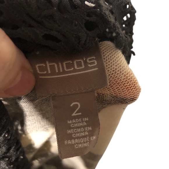 Chicos Sz 2 M Crochet Lace Trim Floral Kimono Boho Festival Feminine Cardigan - Picture 8 of 10